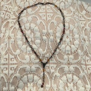 Elegant Bronze,Amber,Ruby and Gold Necklace